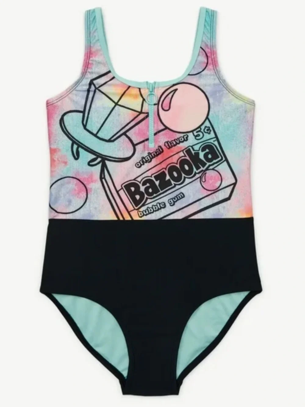 NWT Bundle of‎ 2 Justice Girls' Black Multicolor Ring Pop One-Piece Swimsuits